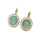 Earrings By Mariana Woman Charming Aventurine Mineral and White Opal Swarovski Crystals