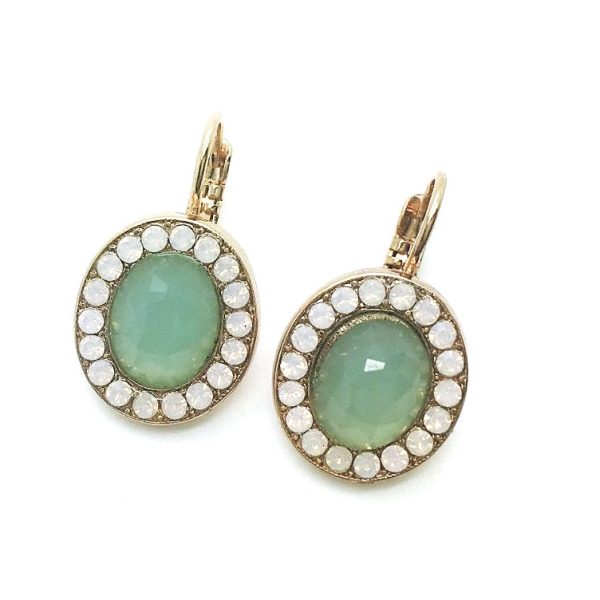 Earrings By Mariana Woman Charming Aventurine Mineral and White Opal Swarovski Crystals