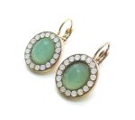 Earrings By Mariana Woman Charming Aventurine Mineral and White Opal Swarovski Crystals - Image 2