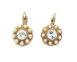 Earrings By Mariana Woman Flower Shaped Pearl and Clear Swarovski Crystals