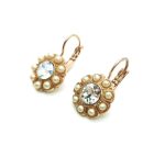 Earrings By Mariana Woman Flower Shaped Pearl and Clear Swarovski Crystals - Image 2