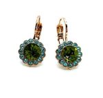 Earrings By Mariana Woman Adorable Flower Beaded Aquamarine and Green Swarovski Crystals