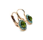Earrings By Mariana Woman Adorable Flower Beaded Aquamarine and Green Swarovski Crystals - Image 3