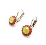 Earrings By Mariana Woman Flower Shape Beaded Yellow and Orange Opal Swarovski Crystals - Image 3