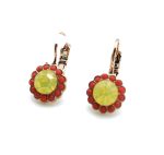 Earrings By Mariana Woman Flower Shape Beaded Yellow and Orange Opal Swarovski Crystals