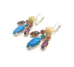 Earrings By Mariana Woman Lovely Yellow Jasper Mineral and Blue Zircon Swarovski Crystals - Image 3