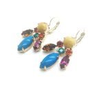 Earrings By Mariana Woman Lovely Yellow Jasper Mineral and Blue Zircon Swarovski Crystals