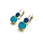 Earrings By Mariana Woman Perfect Ocean and Caribbean Blue Opal Swarovski Crystals - Image 2