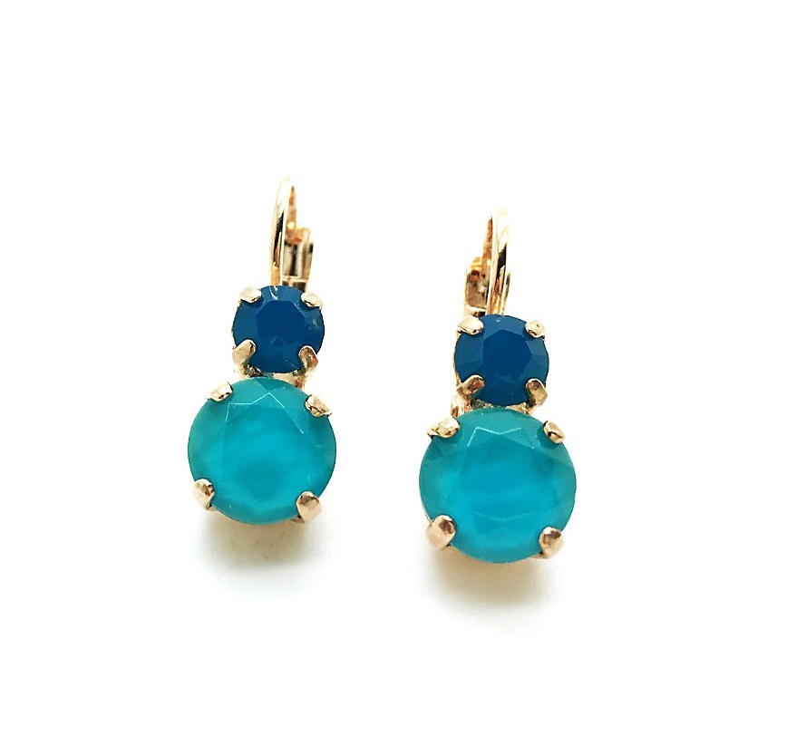 E-1190-23R-RG6 (3) Earrings By Mariana Woman Perfect Ocean and Caribbean Blue Opal Swarovski Crystals - Image 1