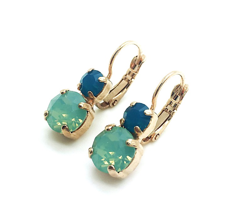 E-1190-394390-RG6 (2) Mariana Earrings Caribbean Blue & Pacific Opal Swarovski Crystals My Treasures Coll. - Image 1