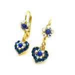 Earrings By Mariana Woman Floral Heart Shape Capri Blue Swarovski Crystals