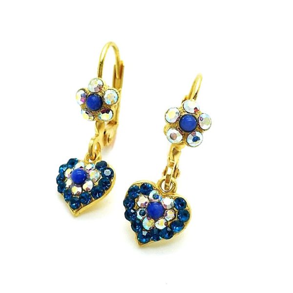 Earrings By Mariana Woman Floral Heart Shape Capri Blue Swarovski Crystals