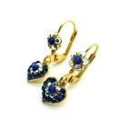 Earrings By Mariana Woman Floral Heart Shape Capri Blue Swarovski Crystals - Image 3