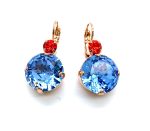 Earrings By Mariana Woman Large Round Light Sapphire and Hyacinth Swarovski Crystals - Image 3