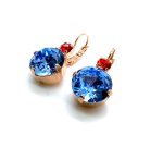 Earrings By Mariana Woman Large Round Light Sapphire and Hyacinth Swarovski Crystals