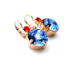 Earrings By Mariana Woman Large Round Light Sapphire and Hyacinth Swarovski Crystals - Image 2