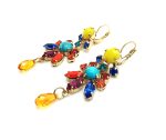 Mariana Earrings Exquisite Chandelier Chinese Turquoise Mineral & Multi Color Austrian Crystals Fantasy Nirvana Coll. - Image 2