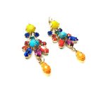 Mariana Earrings Exquisite Chandelier Chinese Turquoise Mineral & Multi Color Austrian Crystals Fantasy Nirvana Coll. - Image 3