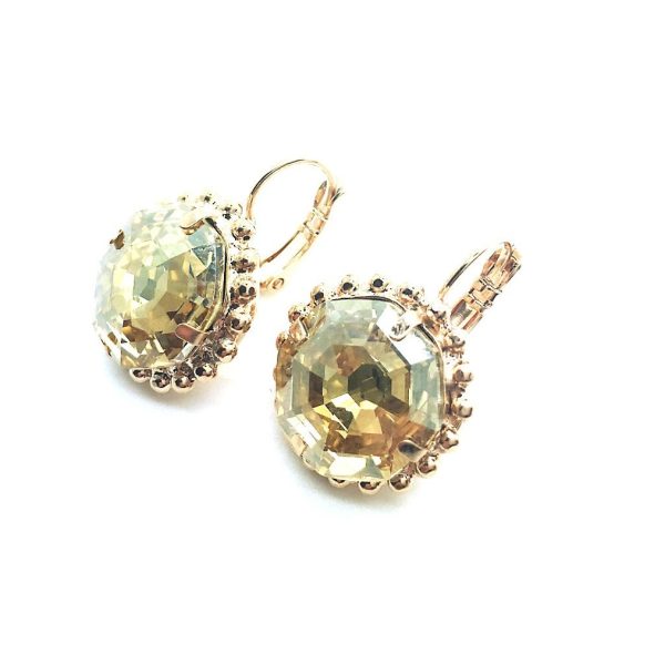 Mariana Earrings Octagon Golden Shadow Austrian Crystal My Treasures Coll.