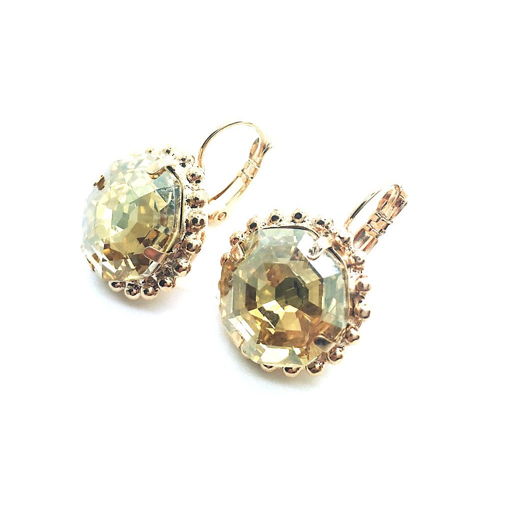 E-1678 3 216 RG6(4) Mariana Earrings Octagon Golden Shadow Austrian Crystal My Treasures Coll. - Image 1