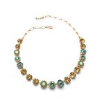 Mariana Necklace Finely Round Floral Topaz, Peridot, Chrysolite Opal & Blue Zircon Austrian Crystals My Treasures Coll. - Image 3