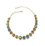 Mariana Necklace Finely Round Floral Topaz, Peridot, Chrysolite Opal & Blue Zircon Austrian Crystals My Treasures Coll. - Image 2