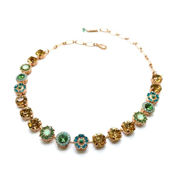 Mariana Necklace Finely Round Floral Topaz, Peridot, Chrysolite Opal & Blue Zircon Austrian Crystals My Treasures Coll.
