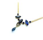 Mariana Necklace Elegant Navette Shape Blue Goldstone & Sapphire Swarovski Crystal Electra Odyssey Coll.
