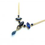 Mariana Necklace Elegant Navette Shape Blue Goldstone & Sapphire Swarovski Crystal Electra Odyssey Coll.