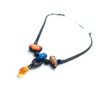 Mariana Necklace Fashionable Yellow Jasper Mineral with Blues, Amber & Fuchsia Swarovski Crystals Fantasy Nirvana Coll. - Image 2