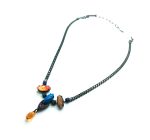 Mariana Necklace Fashionable Yellow Jasper Mineral with Blues, Amber & Fuchsia Swarovski Crystals Fantasy Nirvana Coll. - Image 3