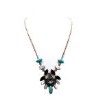 Mariana Necklace Chandelier Black Swarovski Crystal, Shell & Turquoise Mineral Zanzibar Africa Coll. - Image 3