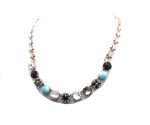 Mariana Necklace Turquoise & Shell Mineral with Clear & Blacks Swarovski Crystals Africa Coll. - Image 3