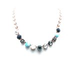 Mariana Necklace Turquoise & Shell Mineral with Clear & Blacks Swarovski Crystals Africa Coll. - Image 2