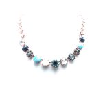 Mariana Necklace Turquoise & Shell Mineral with Clear & Blacks Swarovski Crystals Africa Coll.