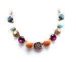 Mariana Necklace Precious Turquoise Mineral & Multi Color Austrian Crystals Maasai Africa Coll.