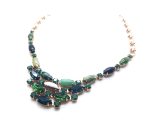 Mariana Necklace Glamorous Chandelier Ruby Zoisite Mineral with Emerald, Fern Green, Green Opal & Comet Argent Light Swarovski Crystals Emerald City Nostalgia Coll.