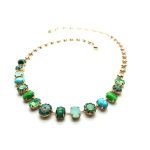 Necklace By Mariana Woman Turquoise and Malachite Minerals and Mix Swarovski Crystals