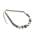 Mariana Necklace Fashionable Square & Floral Beaded Pearl Mineral with Clear, White Opal & AB Crystal Swarovski Casablanca Nostalgia Coll. - Image 2