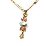 Necklace Pendant By Mariana Woman Beautiful Chandelier Opal and Fuchsia Swarovski Crystals