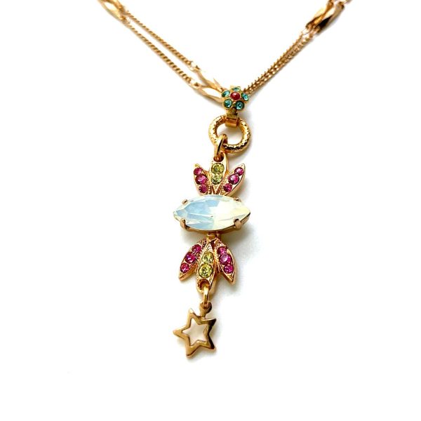 Necklace Pendant By Mariana Woman Beautiful Chandelier Opal and Fuchsia Swarovski Crystals