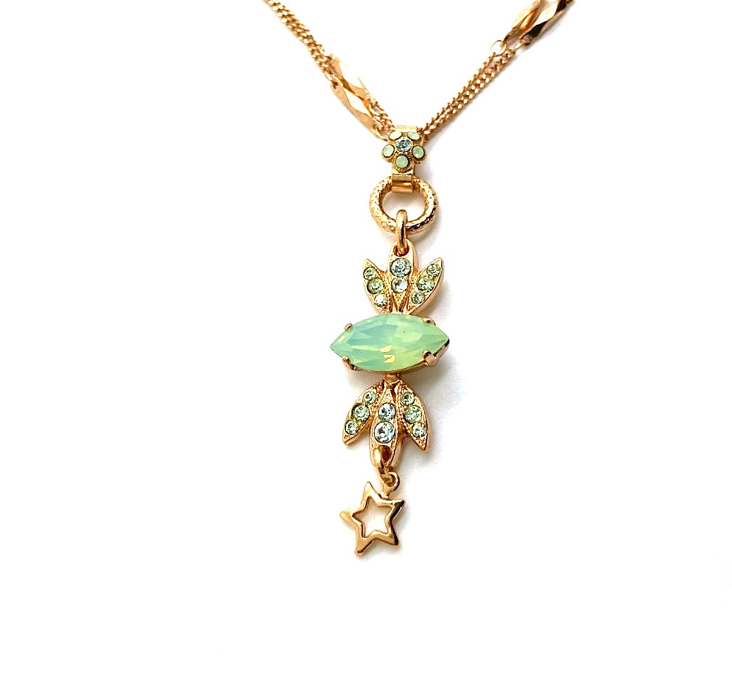N-5001-4-1065-RG (3) Necklace Pendant By Mariana Woman Beautiful Chandelier Opal and Peridot Swarovski Crystals - Image 1
