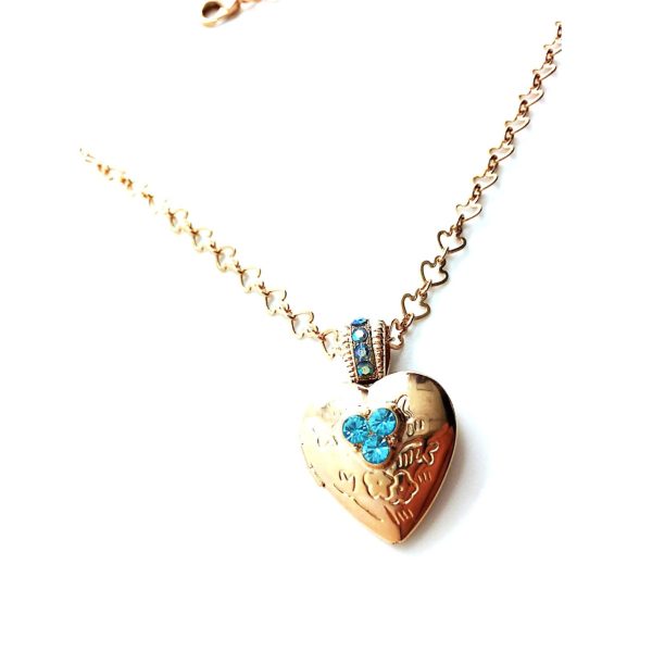 Mariana Necklace Heart Locket Pendant Aquamarine Swarovski Crystal My Treasures Coll.