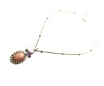 Mariana Necklace Pendant Elegant Oval Shape Coral Mineral Beaded Jonquil, Light Sapphire, AB & Light Amethyst Swarovski Crystals Happy Days Nostalgia Coll. - Image 3