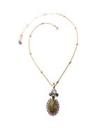 Mariana Necklace Pendant Exquisite Landscape Jasper Mineral with Rainbow Dark, Sapphire & Light Amethyst Crystal Swarovski Audrey Icons Coll. - Image 2