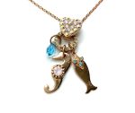 Mariana Pendant Heart, Sea Horse & Fish Charms Pearl, Opal, Jonquil & Zircon Austrian Crystals Icons Coll.