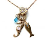 Mariana Pendant Heart, Sea Horse & Fish Charms Pearl, Opal, Jonquil & Zircon Austrian Crystals Icons Coll.