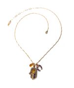 Necklace Pendant By Mariana Woman Hamsa Amber and Sapphire Swarovski Crystals - Image 2