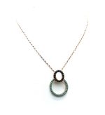Mariana Necklace Pendant White Shell & Turq Mineral with Jet Swarovski Crystal Africa Coll. - Image 2