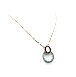Mariana Necklace Pendant White Shell & Turq Mineral with Jet Swarovski Crystal Africa Coll. - Image 3